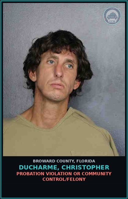 CCW arrest card for DUCHARME, CHRISTOPHER in Broward County: PETIT THEFT-2ND DEGREE - 3RD SUBSQ OFFENSE