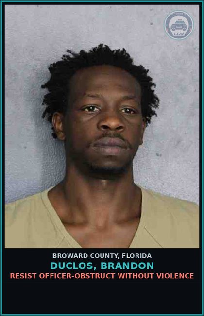 CCW arrest card for DUCLOS, BRANDON in Broward County: FLEE  ELUDE LEO/LIGHTS/SIREN ACTIVE