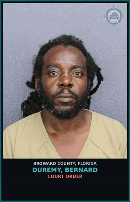 CCW arrest card for DUREMY, BERNARD in Broward County: COURT ORDER