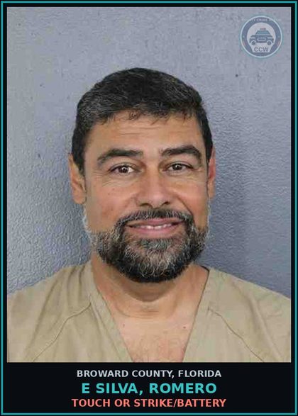 CCW arrest card for E SILVA, ROMERO in Broward County: TOUCH OR STRIKE/BATTERY