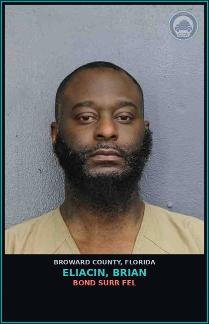 CCW arrest card for ELIACIN, BRIAN in Broward County: BOND SURR FEL