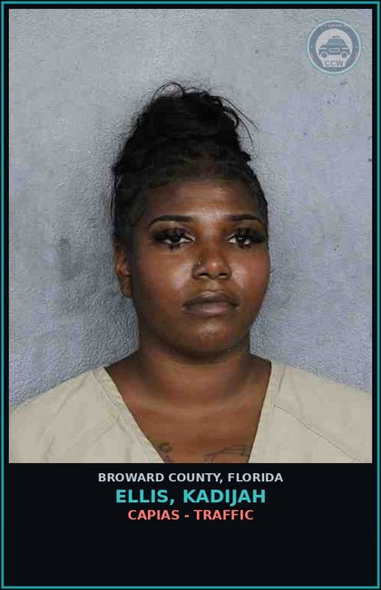 CCW arrest card for ELLIS, KADIJAH in Broward County: CAPIAS - TRAFFIC