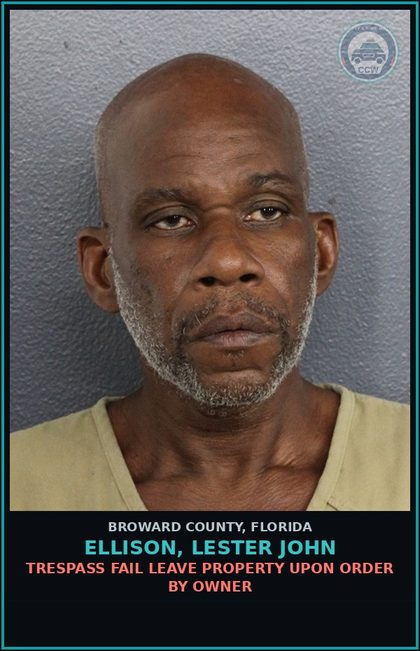 CCW arrest card for ELLISON, LESTER JOHN in Broward County: THREATEN DEATH/HARM LEO/ST ATTY/ASA OR FAM