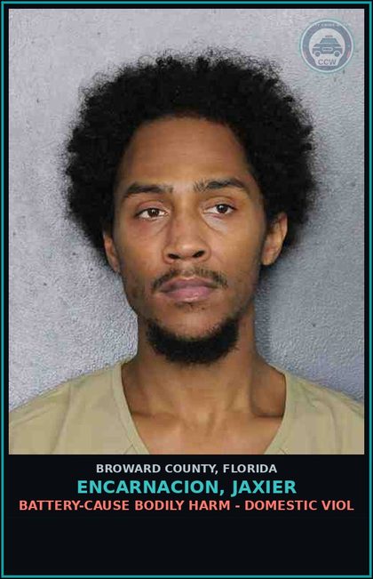 CCW arrest card for ENCARNACION, JAXIER in Broward County: BATTERY-CAUSE BODILY HARM - DOMESTIC VIOL