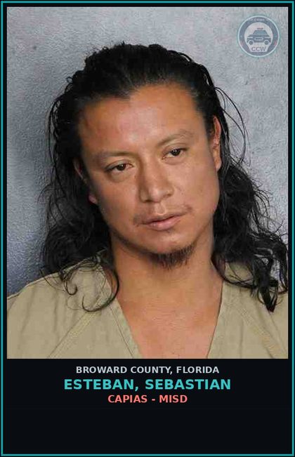 CCW arrest card for ESTEBAN, SEBASTIAN in Broward County: CAPIAS - MISD