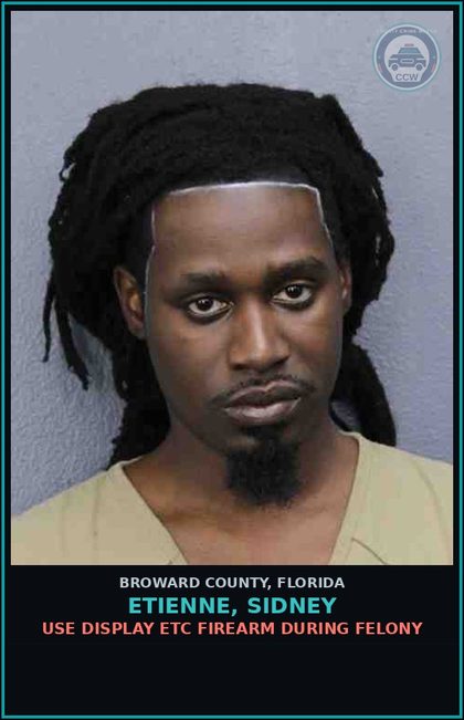 CCW arrest card for ETIENNE, SIDNEY in Broward County: SLOW SPEED/IMPEDE TRAFFIC     