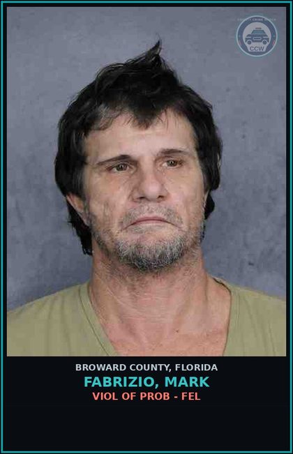CCW arrest card for FABRIZIO, MARK in Broward County: VIOL OF PROB - FEL