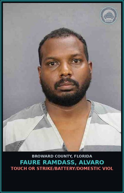 CCW arrest card for FAURE RAMDASS, ALVARO in Broward County: IMM FED HLD