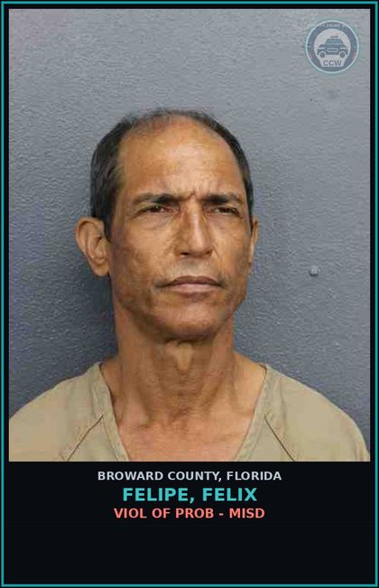 CCW arrest card for FELIPE, FELIX in Broward County: VIOL OF PROB - MISD