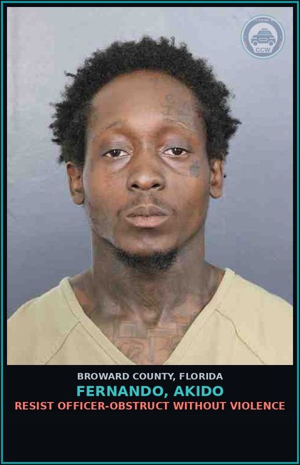 CCW arrest card for FERNANDO, AKIDO in Broward County: DEALING IN STOLEN PROPERTY