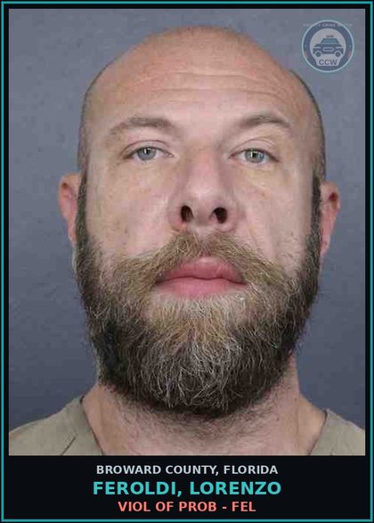 CCW arrest card for FEROLDI, LORENZO in Broward County: VIOL OF PROB - FEL