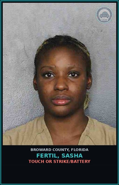 CCW arrest card for FERTIL, SASHA in Broward County: TOUCH OR STRIKE/BATTERY