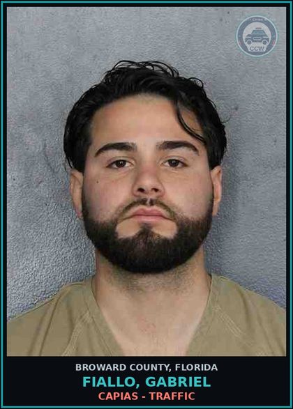 CCW arrest card for FIALLO, GABRIEL in Broward County: CAPIAS - TRAFFIC