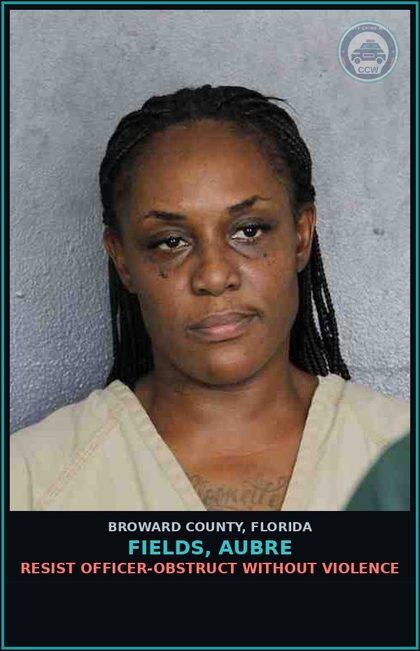 CCW arrest card for FIELDS, AUBRE in Broward County: RESIST OFFICER-OBSTRUCT WITHOUT VIOLENCE