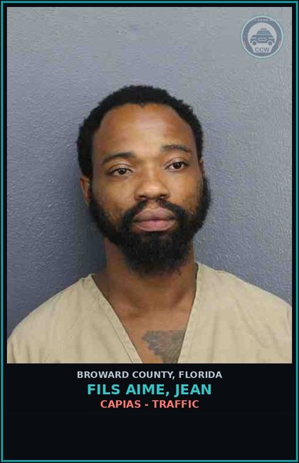 CCW arrest card for FILS AIME, JEAN in Broward County: CAPIAS - TRAFFIC