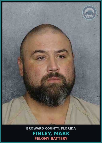 CCW arrest card for FINLEY, MARK in Broward County: FELONY BATTERY