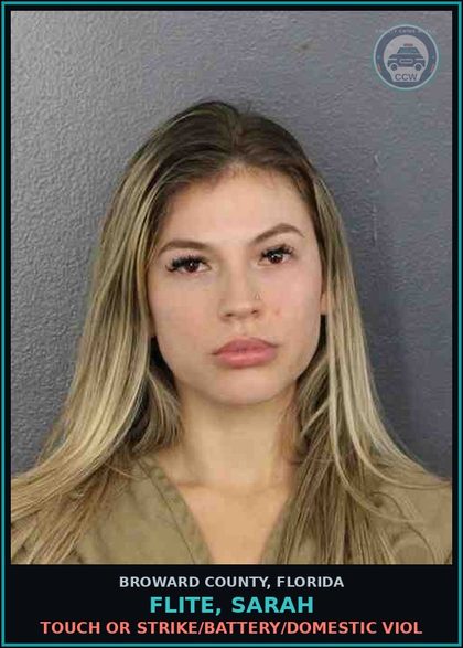 CCW arrest card for FLITE, SARAH in Broward County: TOUCH OR STRIKE/BATTERY/DOMESTIC VIOL