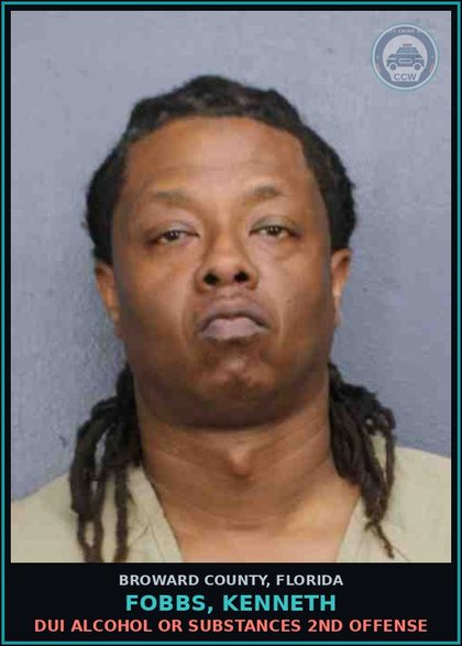 CCW arrest card for FOBBS, KENNETH in Broward County: DUI ALCOHOL OR DRUGS   2ND OFFENSE