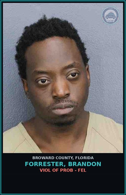 CCW arrest card for FORRESTER, BRANDON in Broward County: VIOL OF PROB - FEL