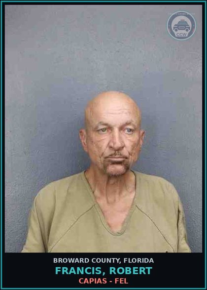 CCW arrest card for FRANCIS, ROBERT in Broward County: CAPIAS - FEL