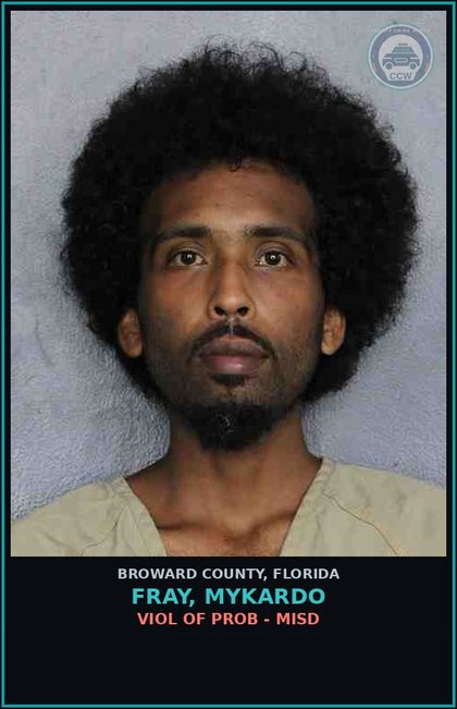 CCW arrest card for FRAY, MYKARDO in Broward County: VIOL OF PROB - MISD