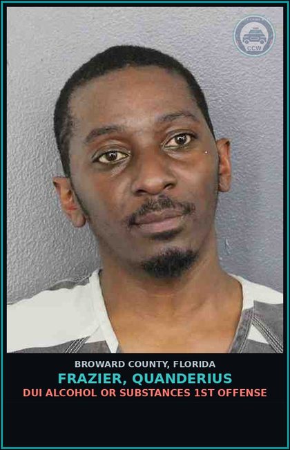 CCW arrest card for FRAZIER, QUANDERIUS in Broward County: POSS Canna 20 GRAMS LESS/ SYNTH CANN 3 GMS LESS