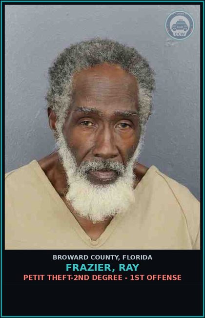 CCW arrest card for FRAZIER, RAY in Broward County: PETIT THEFT-2ND DEGREE - 1ST OFFENSE