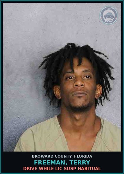 CCW arrest card for FREEMAN, TERRY in Broward County: DRIVE WHILE LIC SUSP HABITUAL