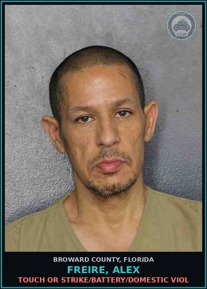 CCW arrest card for FREIRE, ALEX in Broward County: TOUCH OR STRIKE/BATTERY/DOMESTIC VIOL