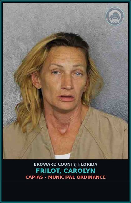 CCW arrest card for FRILOT, CAROLYN in Broward County: CAPIAS - MUNICIPAL ORDINANCE