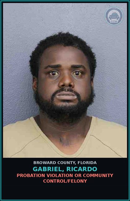 CCW arrest card for GABRIEL, RICARDO in Broward County: PROBATION VIOLATION OR COMMUNITY CONTROL/FELONY