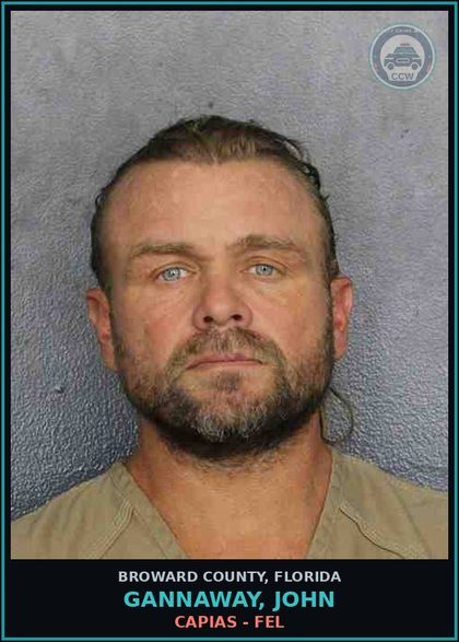 CCW arrest card for GANNAWAY, JOHN in Broward County: CAPIAS - FEL