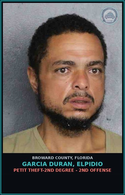 CCW arrest card for GARCIA DURAN, ELPIDIO in Broward County: PETIT THEFT-2ND DEGREE - 2ND OFFENSE