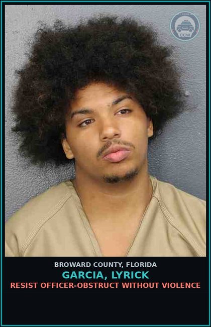 CCW arrest card for GARCIA, LYRICK in Broward County: CRIMINAL MISCHIEF OVER 1000 DOLLARS