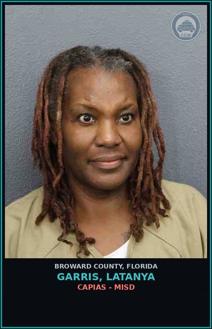 CCW arrest card for GARRIS, LATANYA in Broward County: CAPIAS - MISD