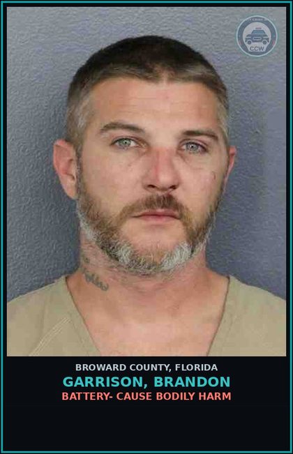 CCW arrest card for GARRISON, BRANDON in Broward County: BATTERY- CAUSE BODILY HARM