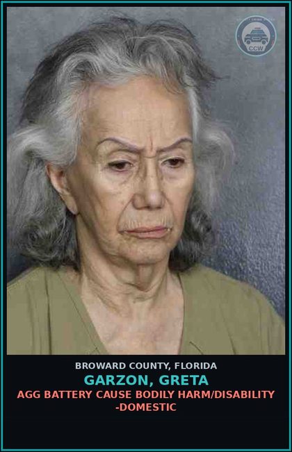 CCW arrest card for GARZON, GRETA in Broward County: AGG BATTERY CAUSE BODILY HARM/DISABILITY -DOMESTIC