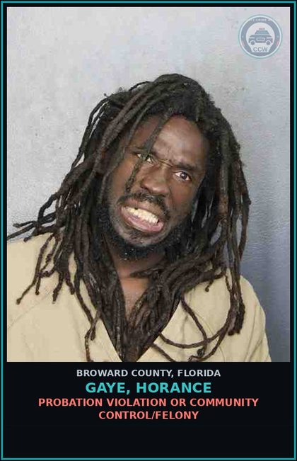 CCW arrest card for GAYE, HORANCE in Broward County: PROBATION VIOLATION OR COMMUNITY CONTROL/FELONY