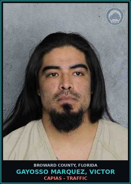CCW arrest card for GAYOSSO MARQUEZ, VICTOR in Broward County: CAPIAS - TRAFFIC