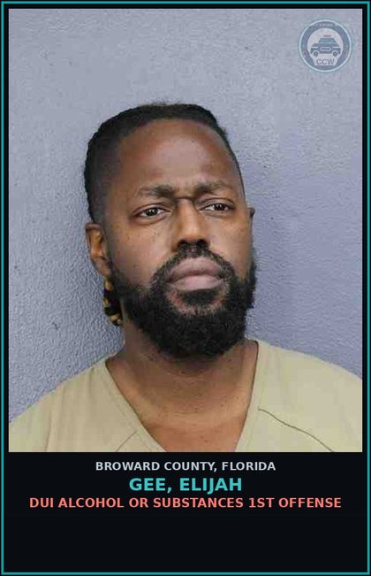 CCW arrest card for GEE, ELIJAH in Broward County: DUI ALCOHOL OR DRUGS  1ST OFFENSE