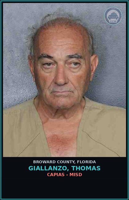 CCW arrest card for GIALLANZO, THOMAS in Broward County: CAPIAS - MISD