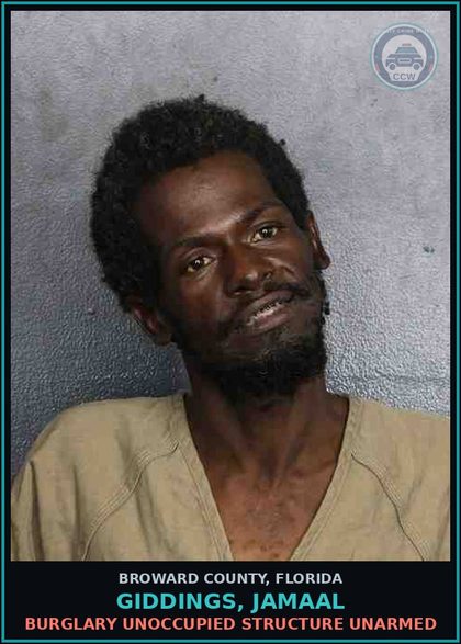 CCW arrest card for GIDDINGS, JAMAAL in Broward County: DRUG PARAPHERNALIA-POSSESS AND OR USE