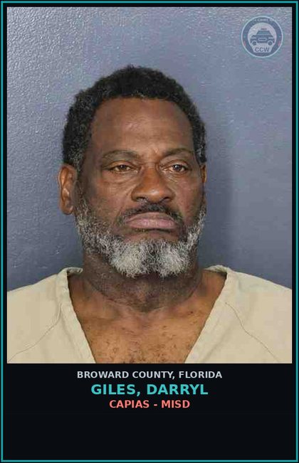 CCW arrest card for GILES, DARRYL in Broward County: CAPIAS - MISD