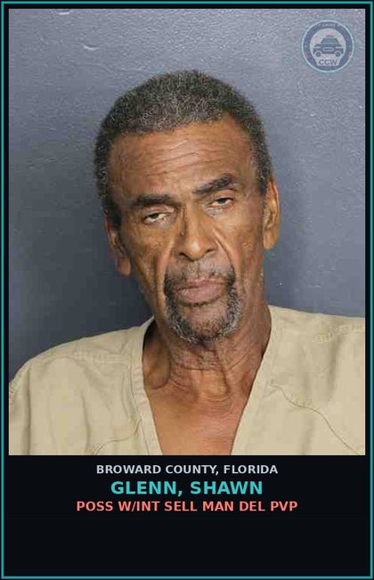 CCW arrest card for GLENN, SHAWN in Broward County: POSS W/INT SELL MAN DEL PVP