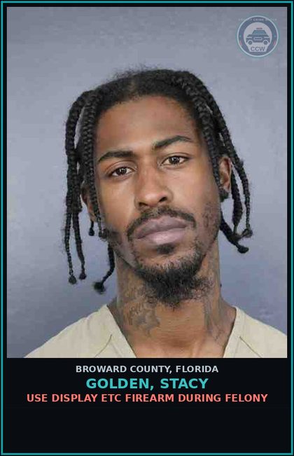 CCW arrest card for GOLDEN, STACY in Broward County: POSSESSION OF THC