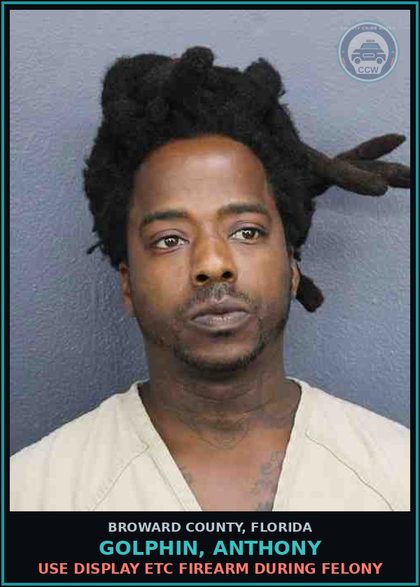 CCW arrest card for GOLPHIN, ANTHONY in Broward County: DISOBEY/AVOID TRAFFIC DEVICE  