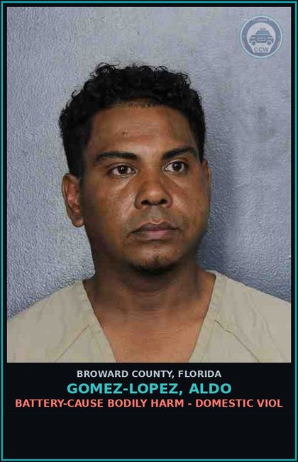 CCW arrest card for GOMEZ-LOPEZ, ALDO in Broward County: BATTERY-CAUSE BODILY HARM - DOMESTIC VIOL