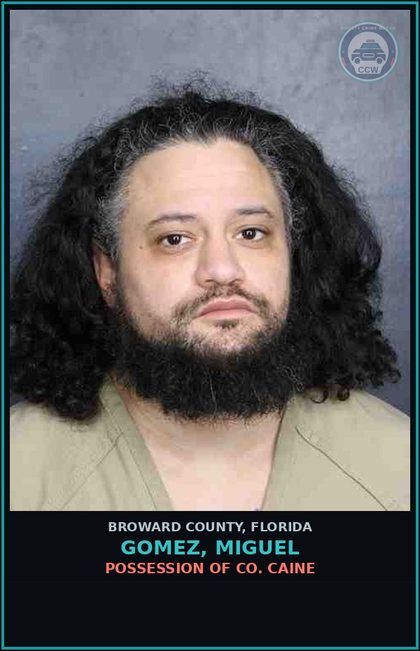 CCW arrest card for GOMEZ, MIGUEL in Broward County: POSSESS COUNTERFEITED LICENSE EXTENSION