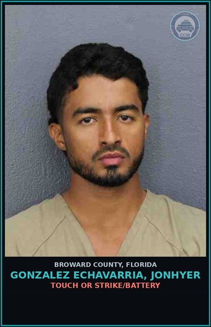 CCW arrest card for GONZALEZ ECHAVARRIA, JONHYER in Broward County: TOUCH OR STRIKE/BATTERY