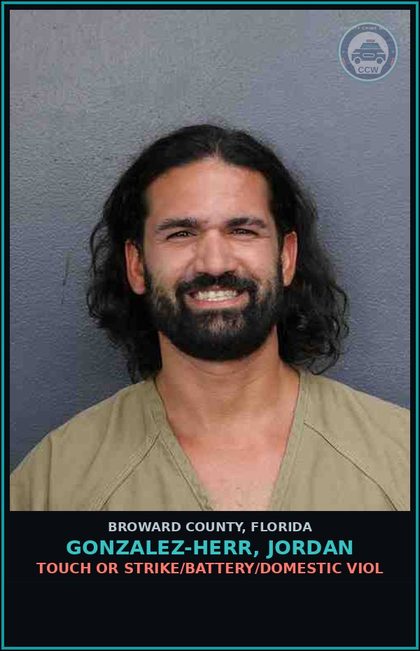 CCW arrest card for GONZALEZ-HERR, JORDAN in Broward County: TOUCH OR STRIKE/BATTERY/DOMESTIC VIOL